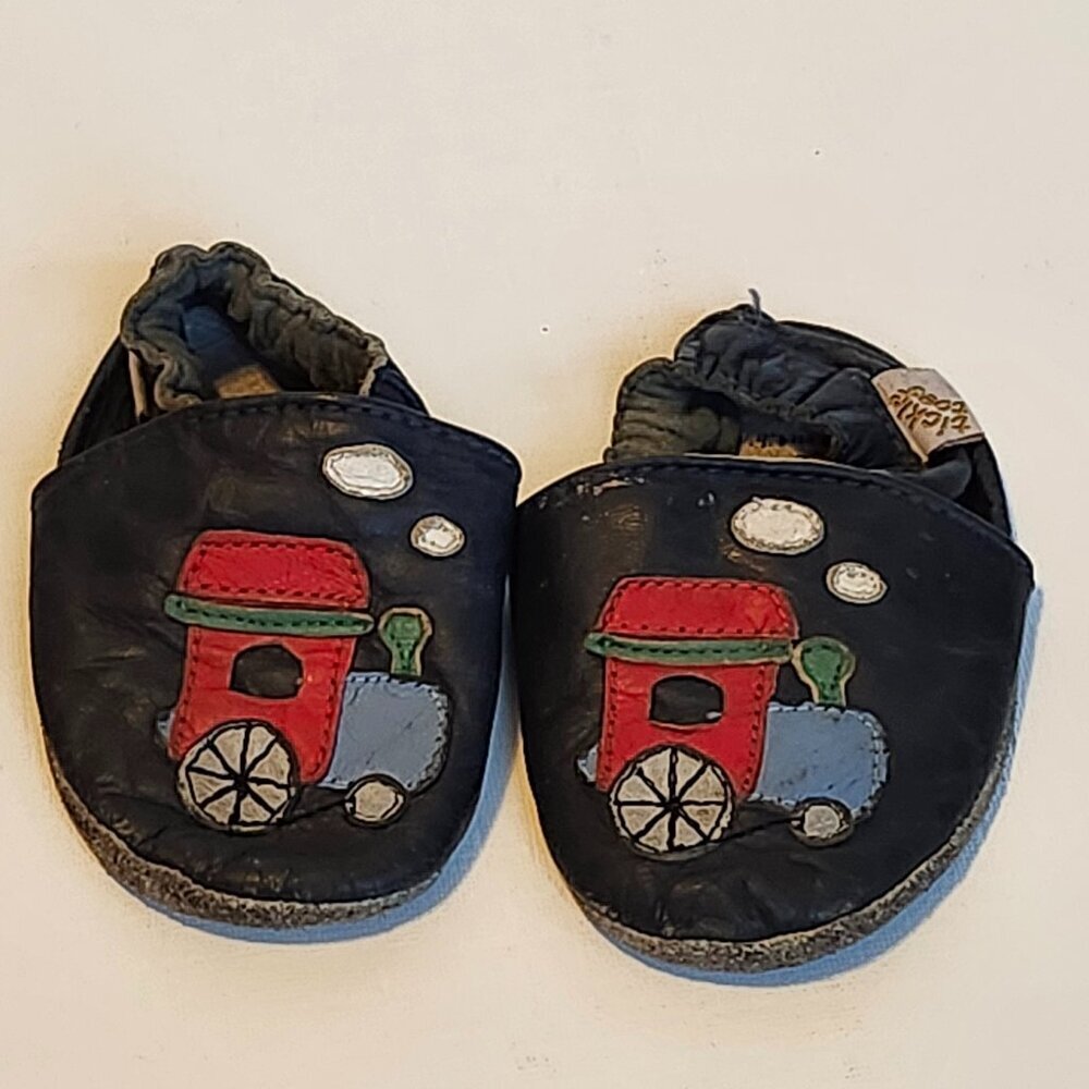 ADORABLE TICKLE TOES Leather Baby Shoes Size 12 Months CHOO CHOO TRAIN